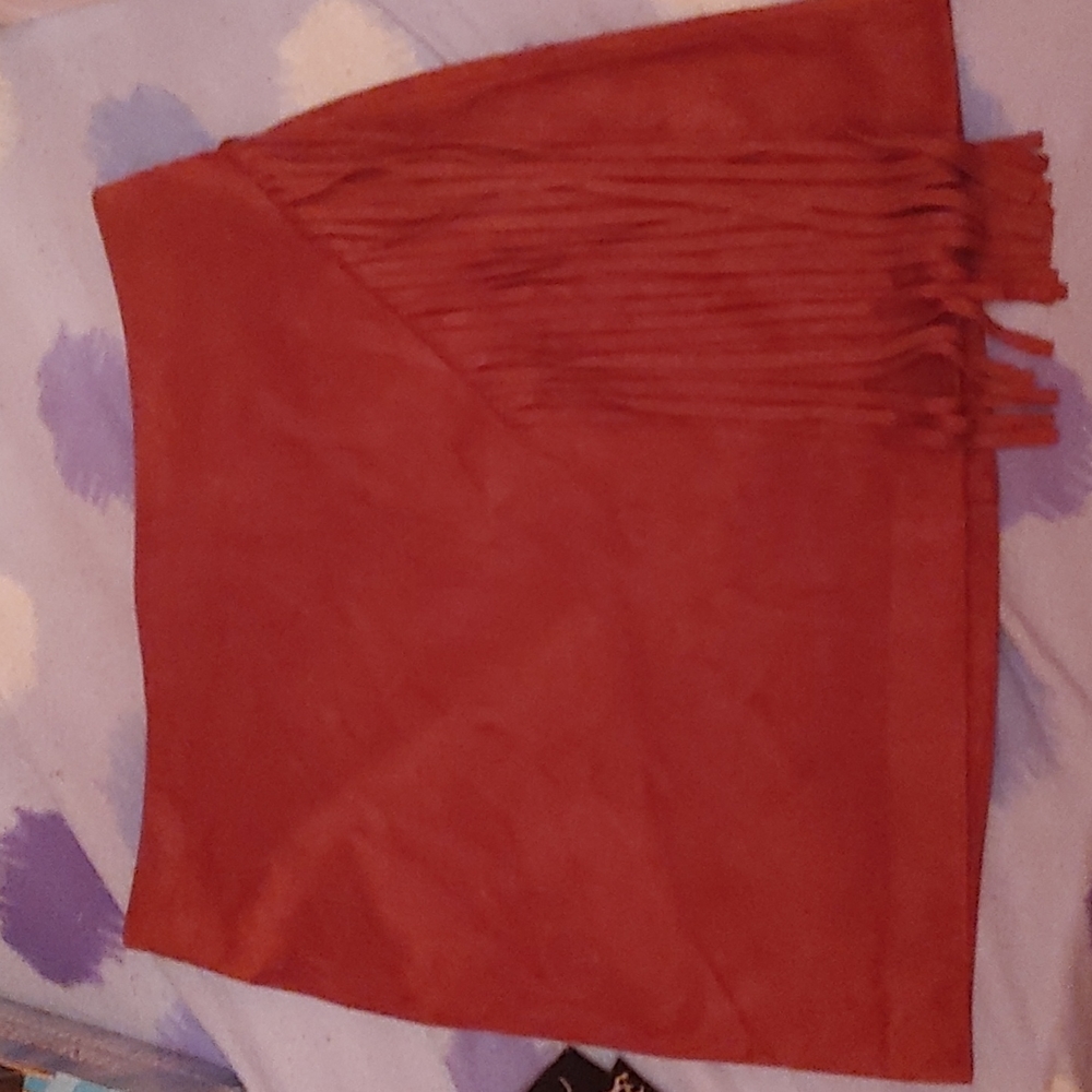 Suede Fringe Mini Skirt